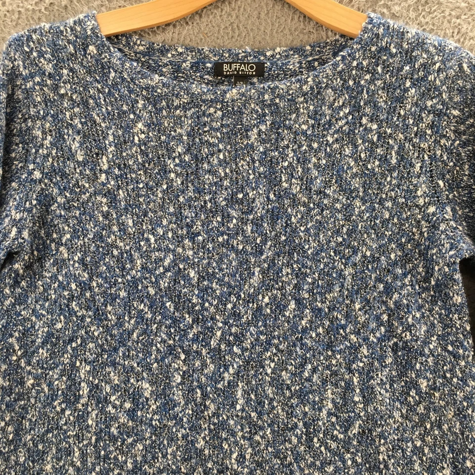 Suéter Pullover Buffalo Mujer L Azul Mezcla Algodón Manga Larga Informal Tejido Foto 2 de 4