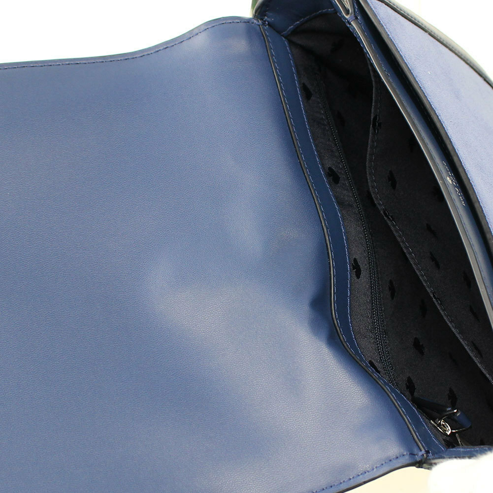 Kate Spade Blake Saddle Bag Blue Leather Suede WKR00571 Kate Spade Blake Saddle Bag Blue Leather Suede WKR00571