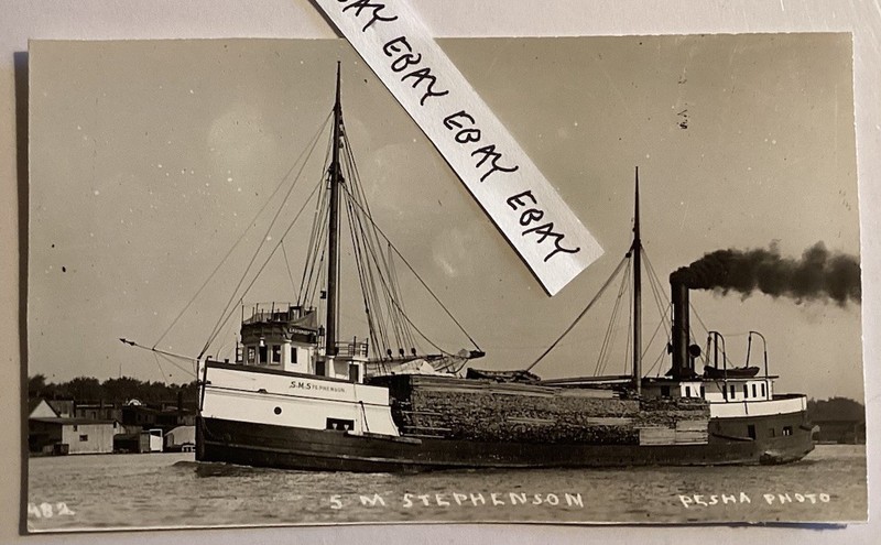 1880 S.M. STEPHENSON GREAT LAKES LUMBER STEAM SHIP BARGE BLT MANITOWOC WI. PHOTO
