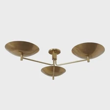 Elegant 3-Arm Sputnik Chandelier - Handmade Mid-Century Modern Raw Brass Flush