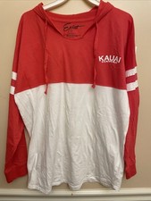 Kauai Hawaii Cotton Long Sleeve Red/White Hoodie New