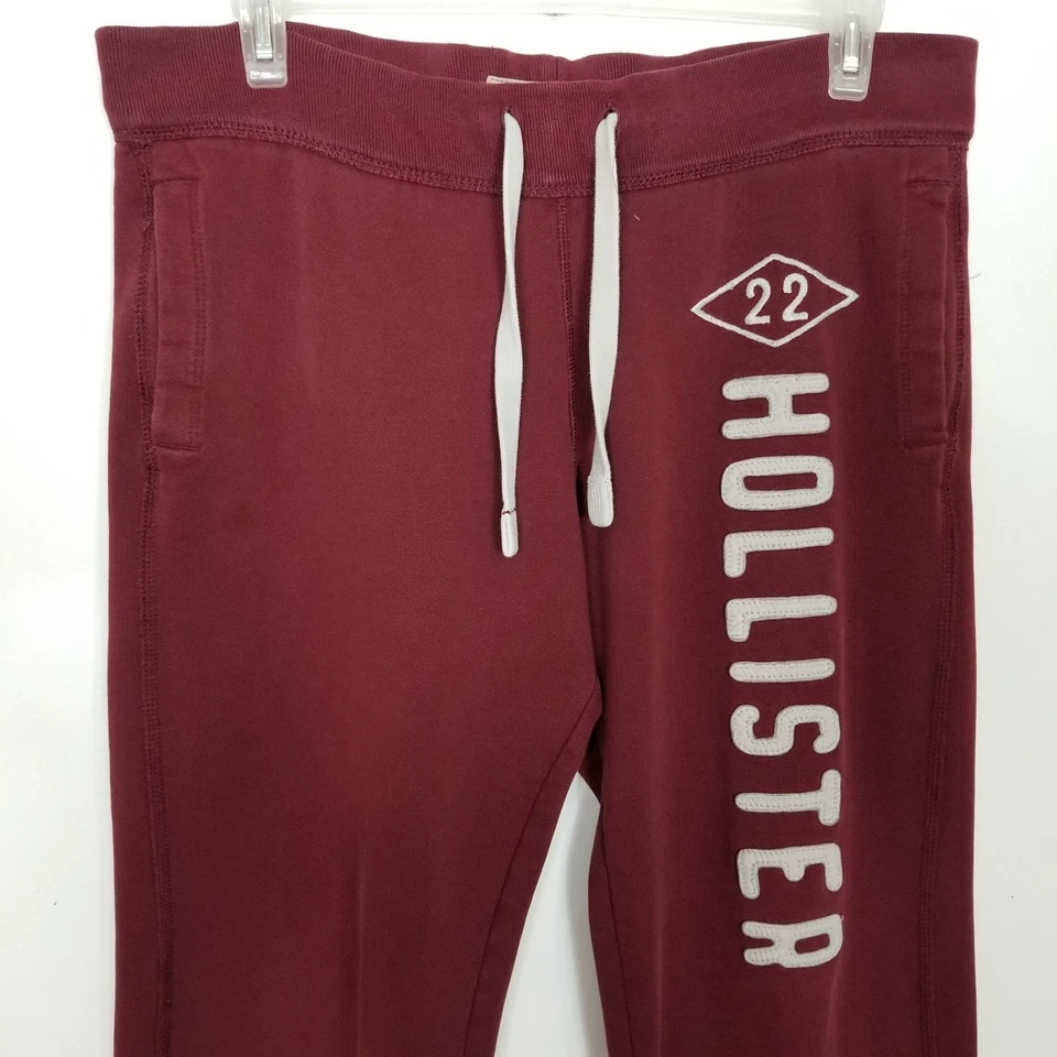 Винтажный Hollister 22 тренировочные штаны Sz M красный укороченный Y2K прямой шнурок логотип - Изображение 2 из 4