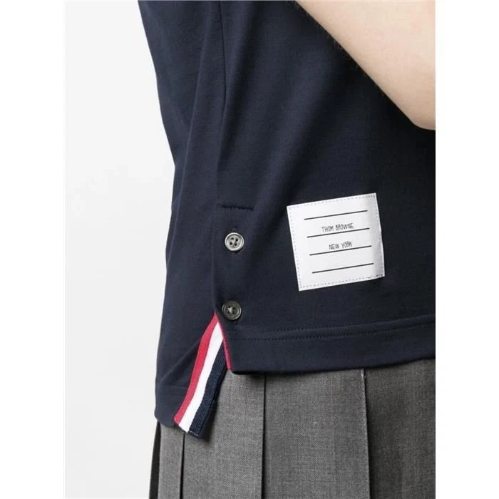 T shirt Thom Browne RWB bordata manica corta blu navy 132580983