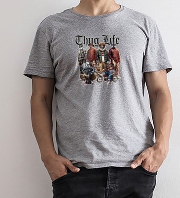 Gray Thug Life Horror Icons Mens T Shirt X-LARGE