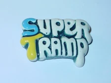 SUPER TRAMP VINTAGE 1980's CERAMIC PIN COLLECTIBLE ROCK & ROLL ITEM 1.75 INCH