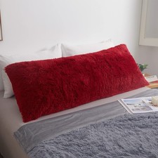 Luxury Fluffy Body Pillow Cover, 20x54 Shaggy Faux Fur Body Pillow Case, Red ...