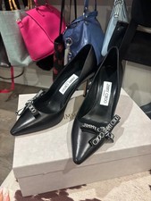 Jimmy Choo Black pointed stiletto heels with branded bow WITH BOX DUST BAG 37