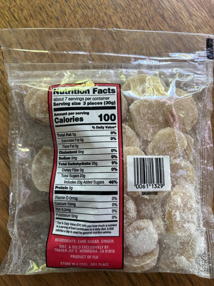 Jengibre confitado cristalizado Trader Joe's - Frutos secos, 8 oz. Foto 2 de 2