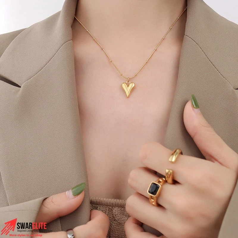 Women’s French Heart Necklace Titanium Steel Minimalist Chic Waterproof - image 2 of 4