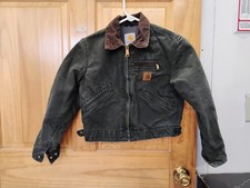 Jacket YYJ97 MOS Carhartt Detroit Duck Canvas Coat Youth M 8 Moss Green Vtg