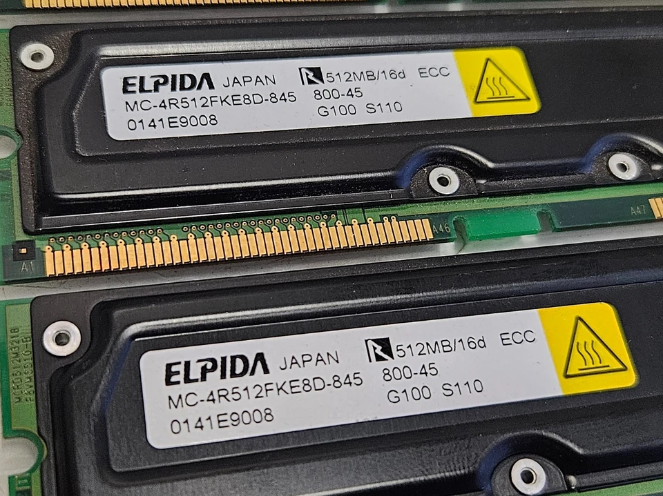 2GB (4x512MB) Rambus RIMM 800-45, 800MHz, ECC, Infineon and Elpida - Working - Image 3 of 3