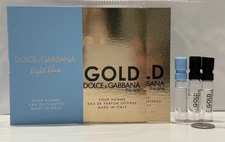 DOLCE & GABBANA The One Gold EDP Intense & Light Blue EDT Spray Samples 1.5ml X3