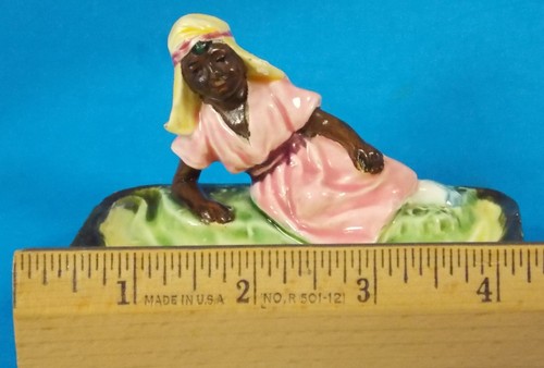 Antique Majolica Trinket Tray or Ashtray W/Nubian Man Continental Blackamoor - Picture 10 of 10
