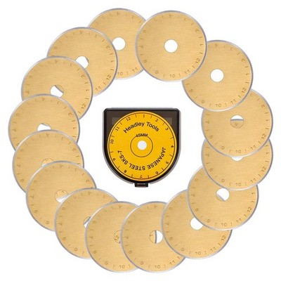 45mm Rotary Cutter Blades 15 Pack - Titanium Coated, Fits Olfa & Fiskars, Sharp