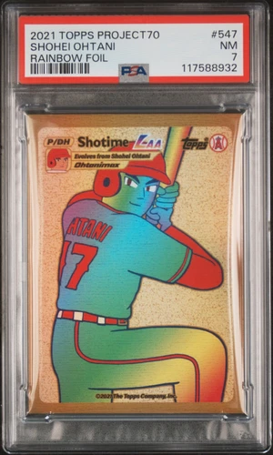 2021 TOPPS PROJECT70 RAINBOW FOIL #547 SHOHEI OHTANI 31/70 PSA 7