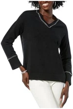 GREY by Jhoan Sebastian Women's Sweater w Chain Detail Black