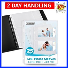 4x6 Photo Sleeves for 3-Ring Binder, Horizontal, 25 Pack for 100 Pictures, Ea...
