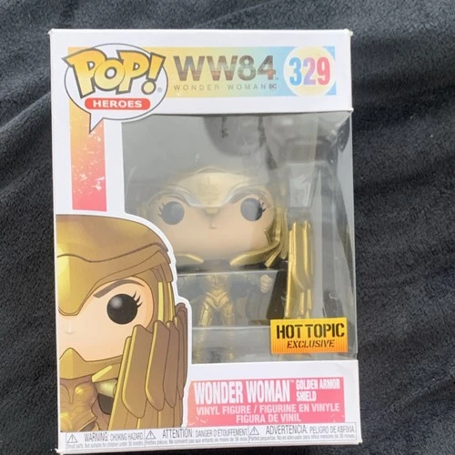 Funko Pop! Wonder Woman WW84 Golden Armor Shield #329 Hot Topic Exclusive