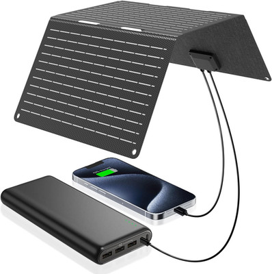 Ecosonique 30W Solar Panel Charger Portable Foldable, USB-C & USB-A Charging, ET