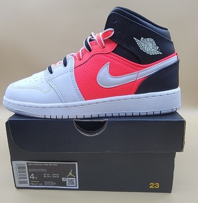 Nike Air Jordan 1 MID SE GS White Infrared Youth Kids Shoes Size 4Y New With Box