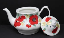 Vintage 1992 Roy Kirkham Teapot Red Poppy Monet England Fine Bone China 32oz