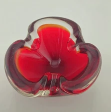 Vintage Murano Sommerso Art Glass Ashtray Dish Glows Amazing 5"