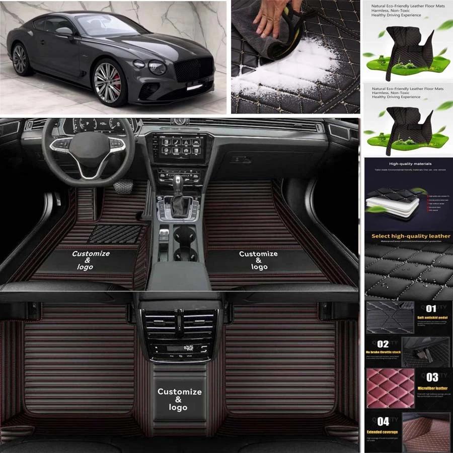 For Bentley Continental GT Car Floor Mats Handmade Liners Anti-Slip Carpets Foto 3 de 4