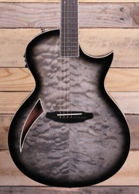 ESP LTD TL-6QM Acoustic/Electric Guitar Charcoal  Burst