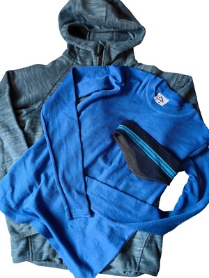 Set 3 Bergans 3036  Jacket Orion Blue Fleece Sz164+Norheim BaseLayer 14+Headband