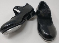 Balera Tap Dance Shoes Black Patent Leather Youth Girls Sz 11- OC M Elastic