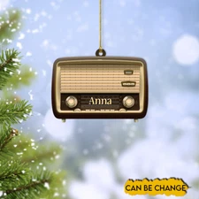 Vintage Radio Christmas Lights Ornament, Radio Merry Christmas Ornament, Radio