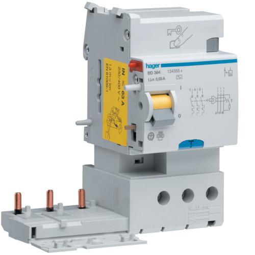 Bloc différentiel Hager BF341 3P 40A 300mA type AC pour tableau