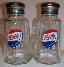 A Nice Set of Pepsi Bottle Cap Salt & Pepper Shakers 3¾" Tall