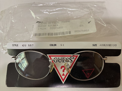 NWT GUESS EYEGLASSES Frame GU557 Shiny Silver 48-20-135 | eBay display picture 2