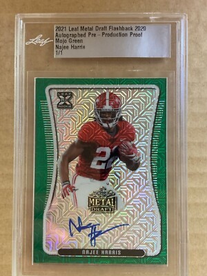 Najee Harris 2021 auto Leaf Metal Flashback 2020 Pre-Production Proof 1/1