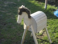 Mini Holzpferd Voltigierpferd Holzpony Pferd Pony -neu- braune Mähne