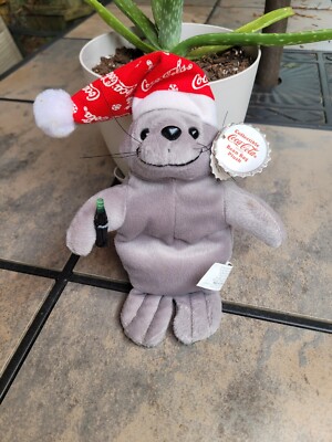1997 Coca-Cola Seal In A Snowflake Cap - Original Bean Bag Plushie 