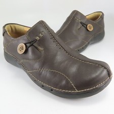 Clarks Unstructured Un.Loop Moccasins Womens Size 8M Brown Leather Loafers Mocs