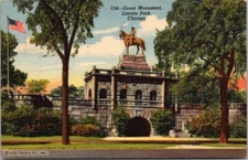 Chicago IL Illinois Grant Monument Lincoln Park Vintage Postcard Postmarked 1951