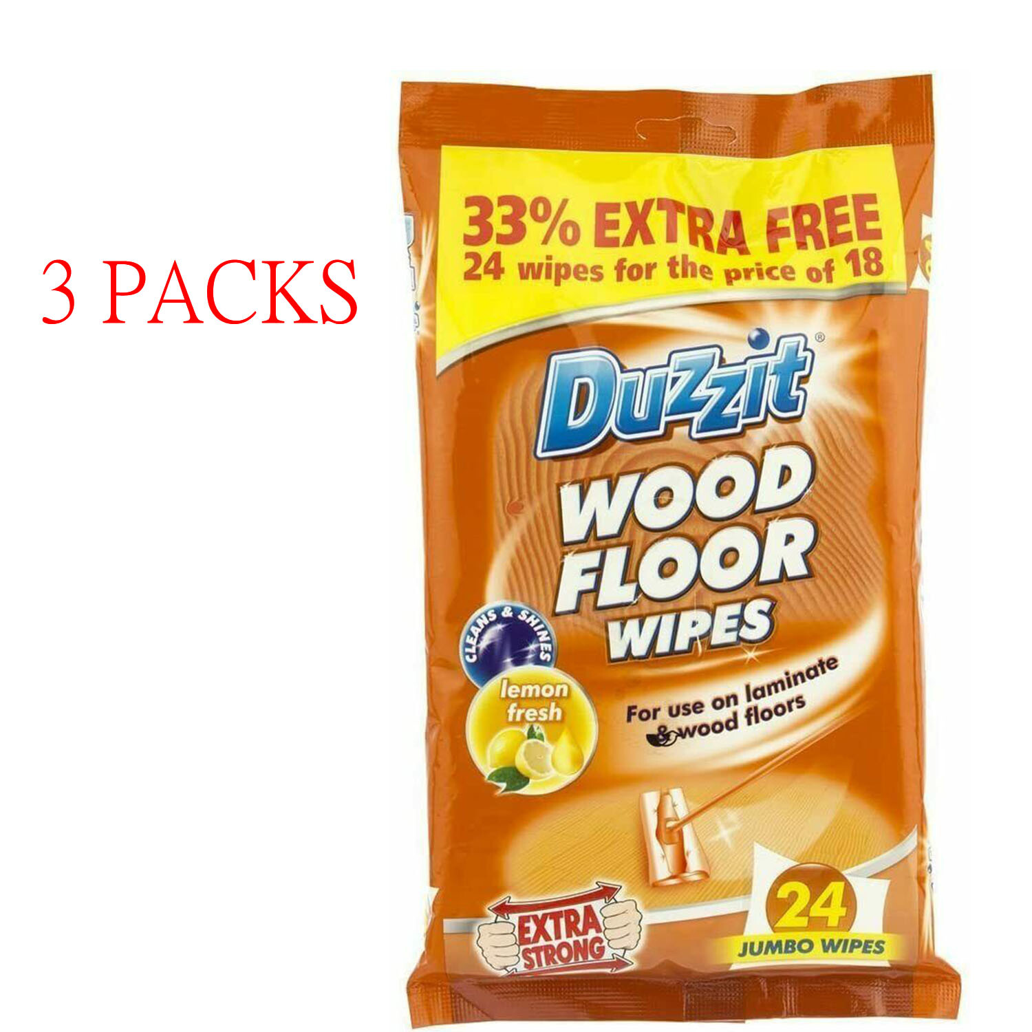 3 Packs Duzzit Wood Floor Wipes Laminate Lemon Fresh Cleaning Duzzit 24
