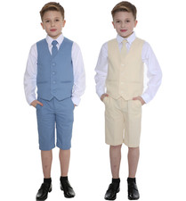 Boys Suits Linen Suit, 4 Piece Short Set Suit, Wedding Page boy Formal Baby Boys