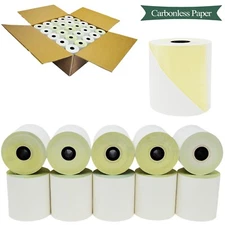 2 PLY 3" X 90' 2-PLY WHITE/CANARY KITCHEN PRINTER  RECEIPT CARBONLESS 50 ROLLS