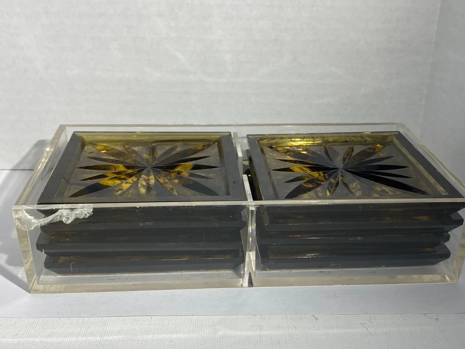 Juego de Posavasos Ámbar Plástico Vintage 8 Piezas más Almacenamiento Claro agrietado ver fotos Foto 2 de 4
