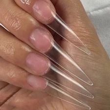 Long stiletto nail tips (600 pcs) Easy coffin tips Clear nail tips