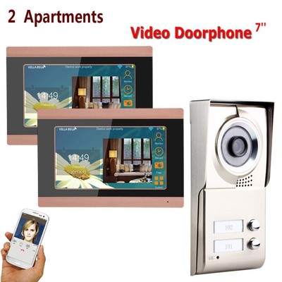 7inch Wifi 2 Apartments Video Door Phone Intercom System IR-CUT 1000TVL Doorbell
