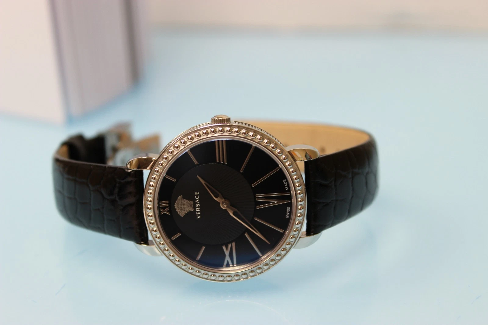 Orologio Versace Donna M6Q99D008 S009 Krios Pelle Nera Cristallo Zaffiro Nero