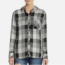 Rails Hunter Button Down Shirt Size Large white black grey flannel