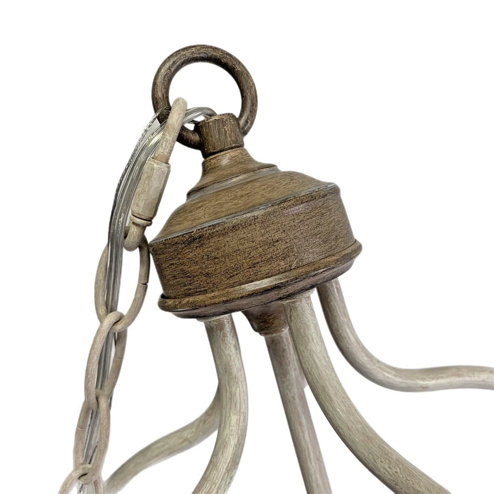 Feiss Hartsville 5 Light Chandelier Chalk Washed Beachwood Coastal Farmhouse NEW - Image 4 of 4