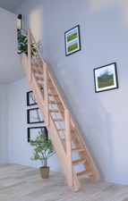 Raumspartreppe Samos in Buche-Holz-Holz Design Geländer-verjüngte Stufen/wech...