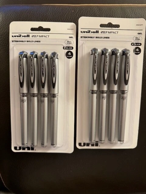 NEW Uni Ball Signo Gel Impact 207 Pen 1.0mm Bold Black Pack of